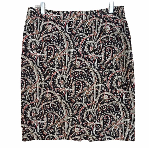 J.CREW No2 PENCIL SKIRT IN FEATHER PAISLEY SZ 8 - Picture 1 of 6
